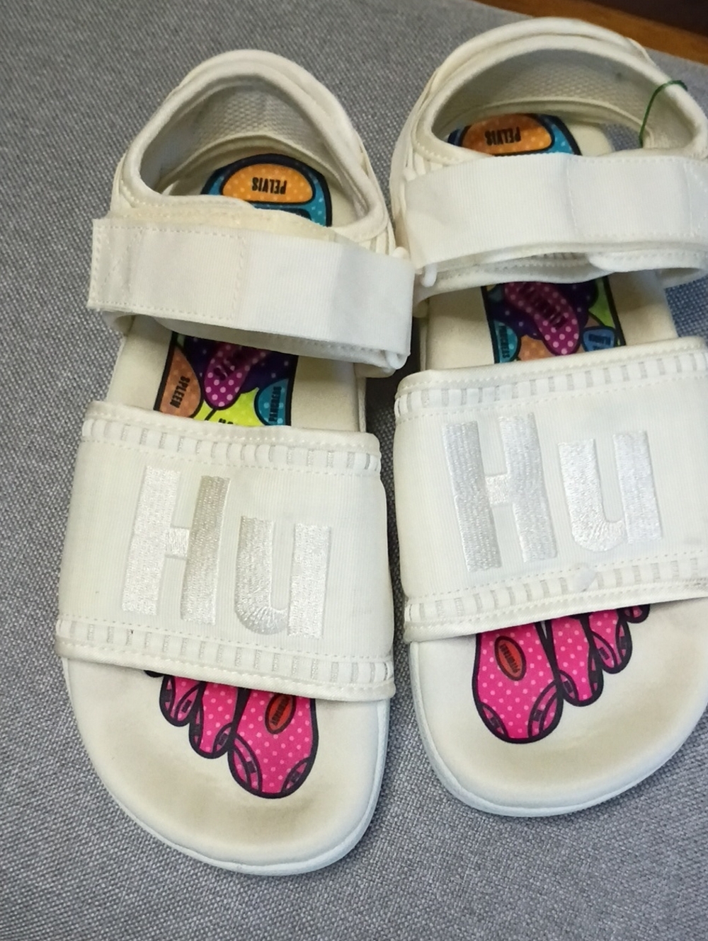adidas White Kids Velcro Strap Sandals with Pink Insole Art